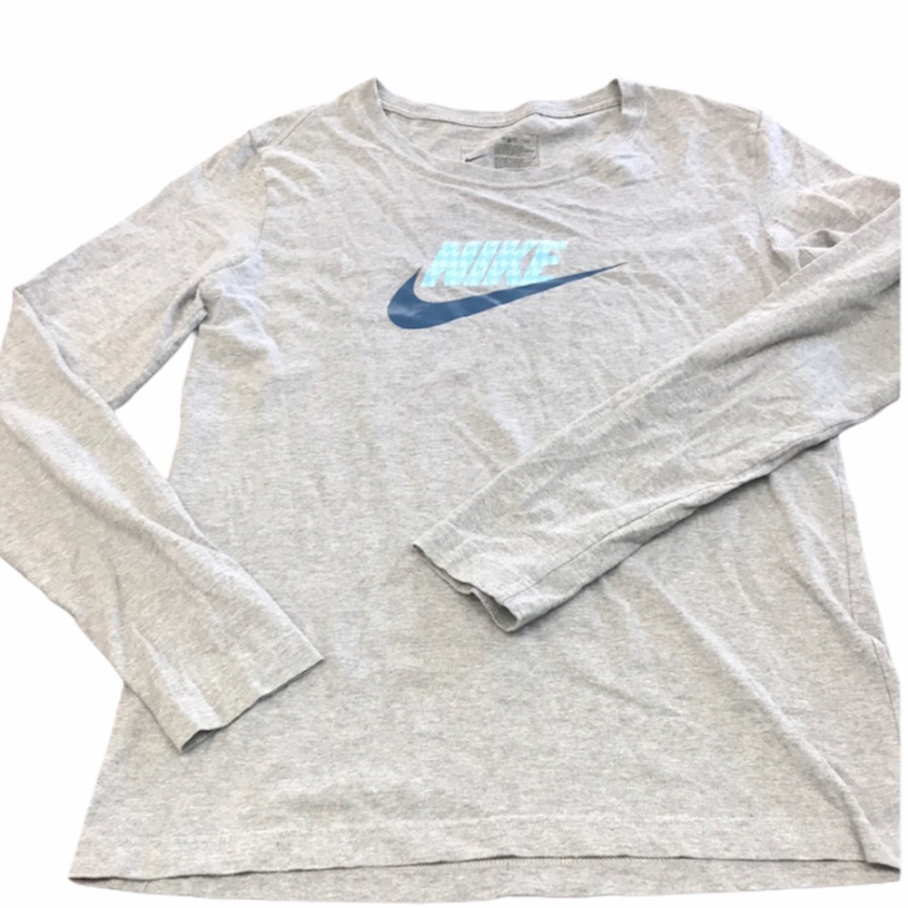 Nike Swoosh Tee Long Sleeve Gray Women Large Logo